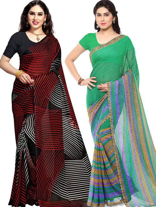 women pack of 2 casual wear combo sarees with blouse - 21479429 - Very Small Image - 1