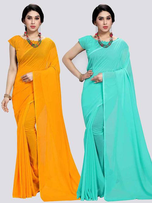 women pack of 2 casual wear combo sarees with blouse - 21479431 - Very Small Image - 1
