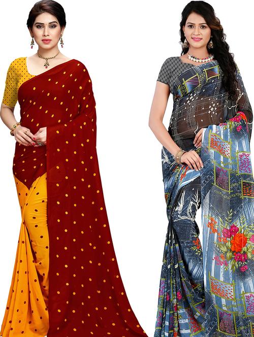 women pack of 2 casual wear combo sarees with blouse - 21479433 - Very Small Image - 1
