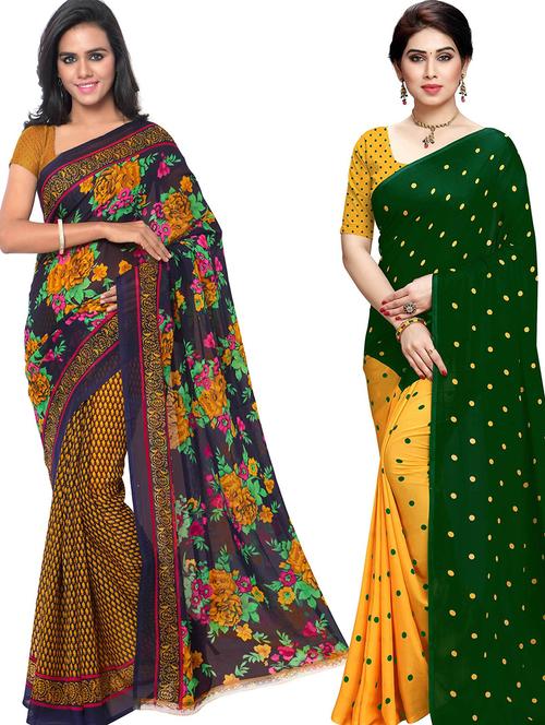 women pack of 2 casual wear combo sarees with blouse - 21479438 - Very Small Image - 1