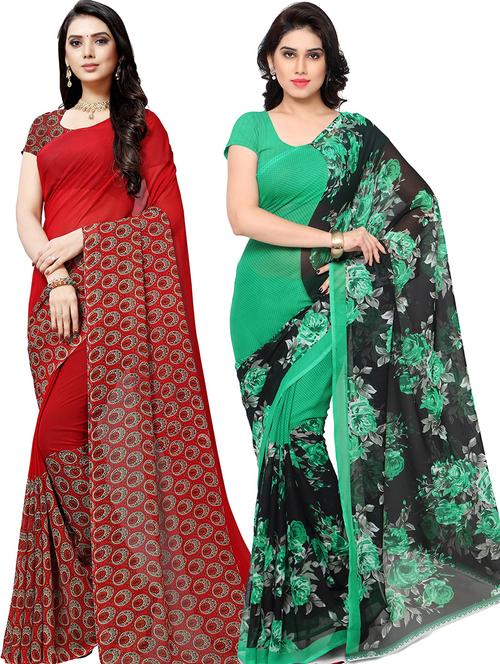 women pack of 2 casual wear combo sarees with blouse - 21479439 - Very Small Image - 1