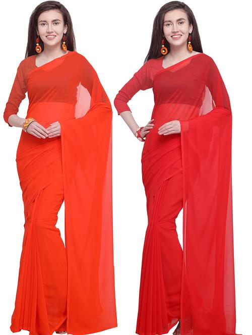 women pack of 2 casual wear combo sarees with blouse - 21479445 - Very Small Image - 1