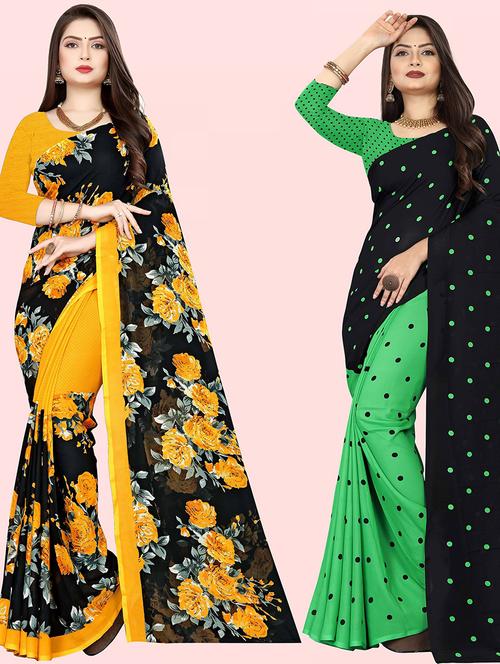 women pack of 2 casual wear combo sarees with blouse - 21479464 - Very Small Image - 1