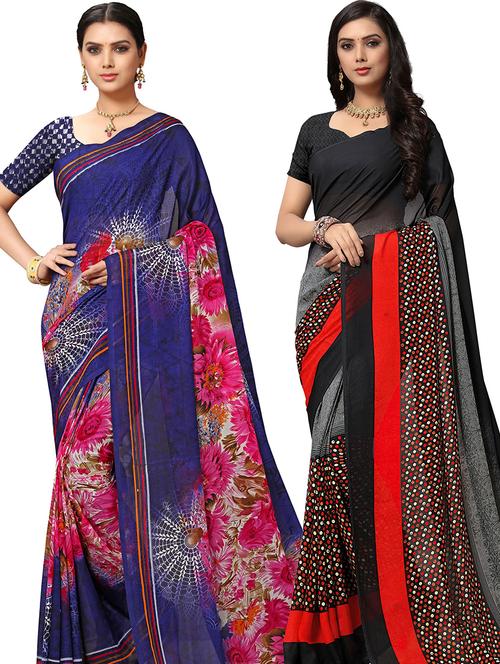 women pack of 2 casual wear combo sarees with blouse - 21479469 - Very Small Image - 1