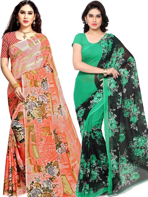 women pack of 2 casual wear combo sarees with blouse - 21479472 - Very Small Image - 1