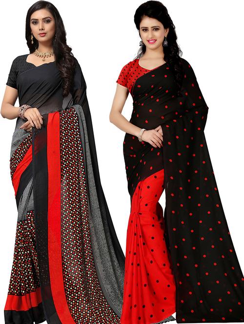 women pack of 2 casual wear combo sarees with blouse - 21479474 - Very Small Image - 1