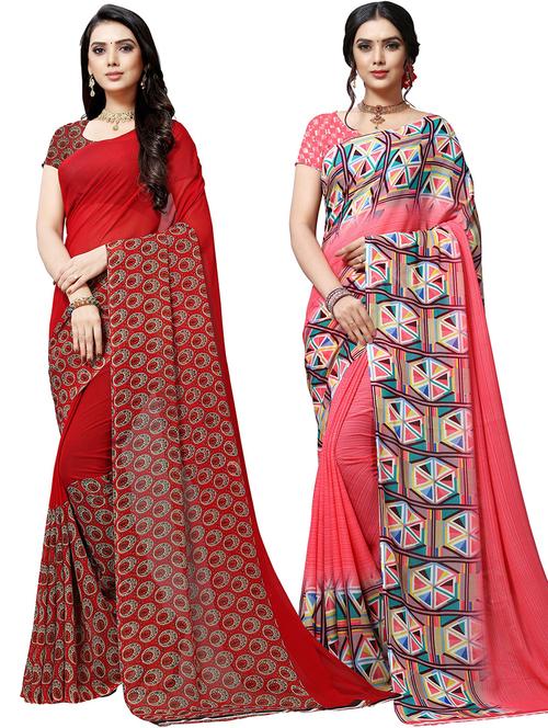 women pack of 2 casual wear combo sarees with blouse - 21479482 - Very Small Image - 1