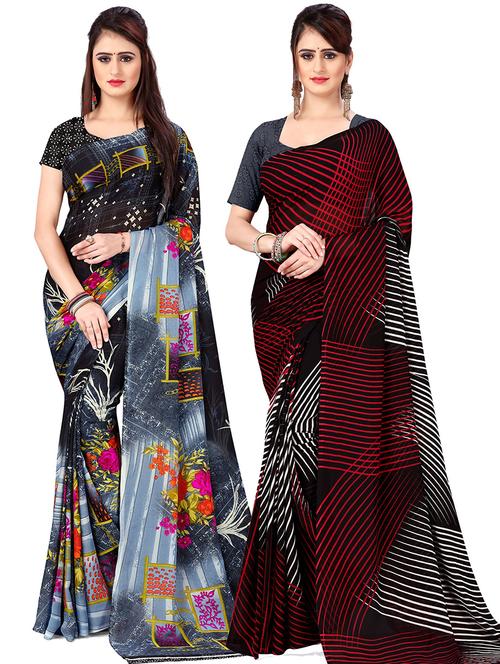 women pack of 2 casual wear combo sarees with blouse - 21479485 - Very Small Image - 1
