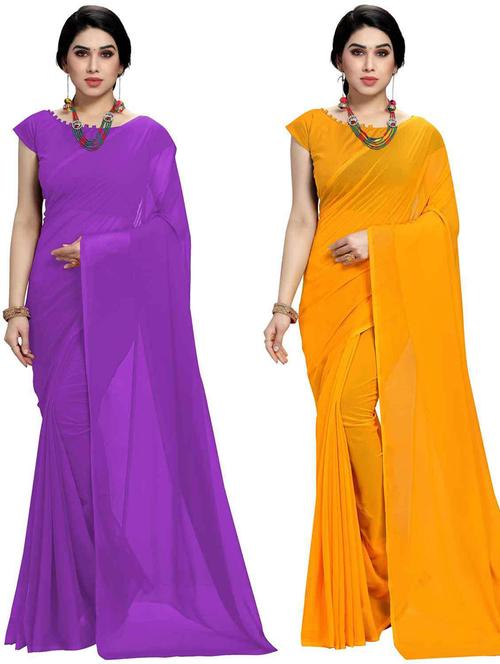 women pack of 2 casual wear combo sarees with blouse - 21479487 - Very Small Image - 1