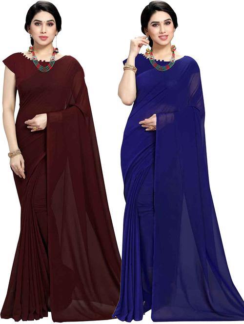 women pack of 2 casual wear combo sarees with blouse - 21479488 - Very Small Image - 1