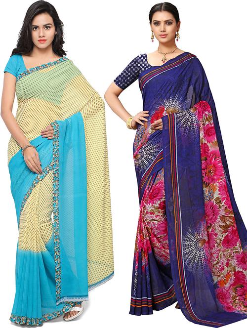 women pack of 2 casual wear combo sarees with blouse - 21479494 - Very Small Image - 1