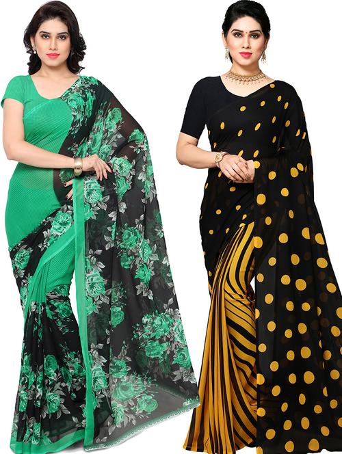 women pack of 2 casual wear combo sarees with blouse - 21479503 - Very Small Image - 1