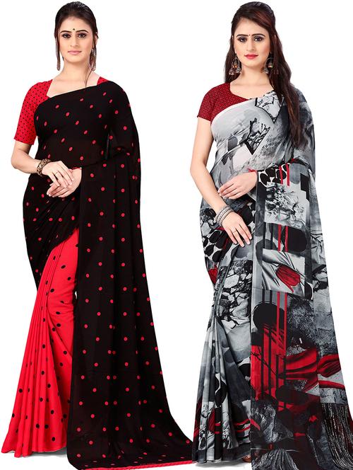 women pack of 2 casual wear combo sarees with blouse - 21479505 - Very Small Image - 1