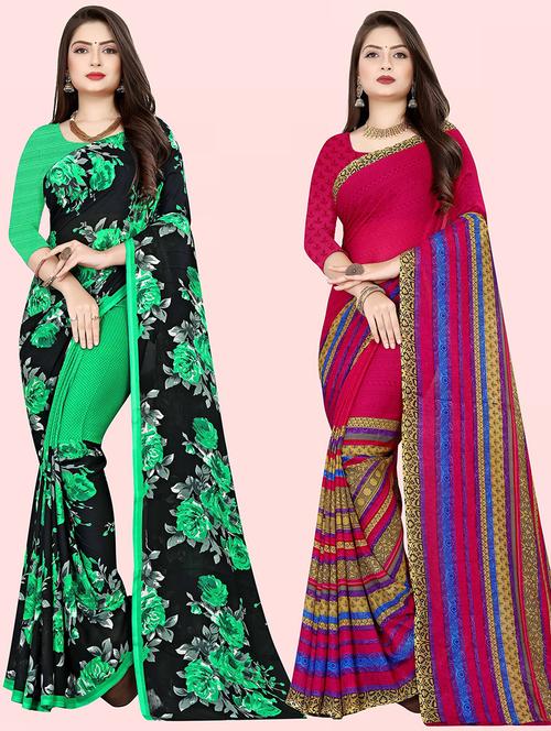 women pack of 2 casual wear combo sarees with blouse - 21479507 - Very Small Image - 1
