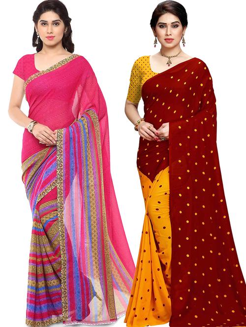 women pack of 2 casual wear combo sarees with blouse - 21479509 - Very Small Image - 1