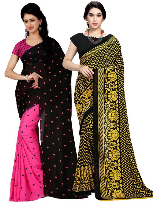 women pack of 2 casual wear combo sarees with blouse - 21479513 - Very Small Image - 1