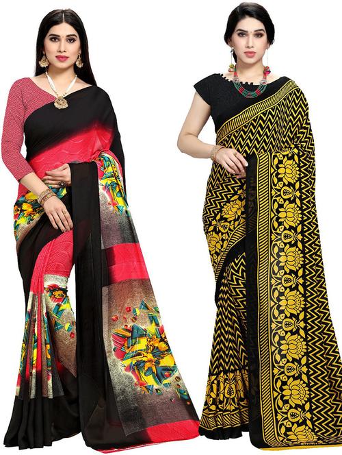 women pack of 2 casual wear combo sarees with blouse - 21479514 - Very Small Image - 1