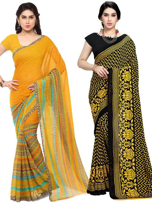 women pack of 2 casual wear combo sarees with blouse - 21479515 - Very Small Image - 1