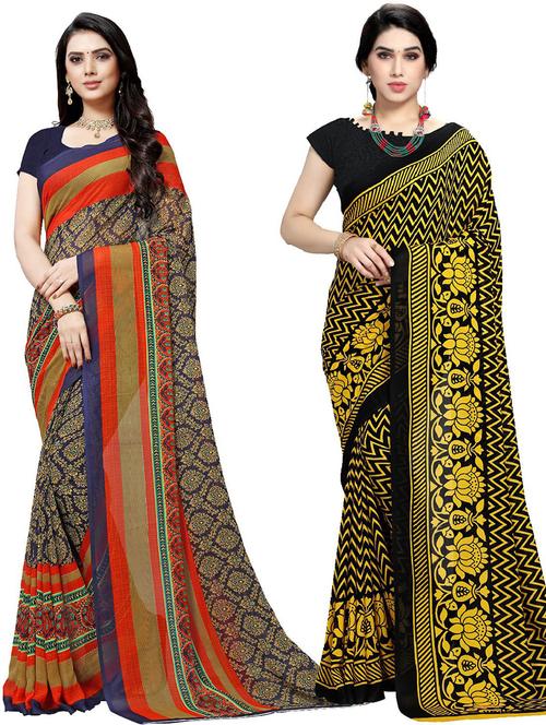 women pack of 2 casual wear combo sarees with blouse - 21479516 - Very Small Image - 1