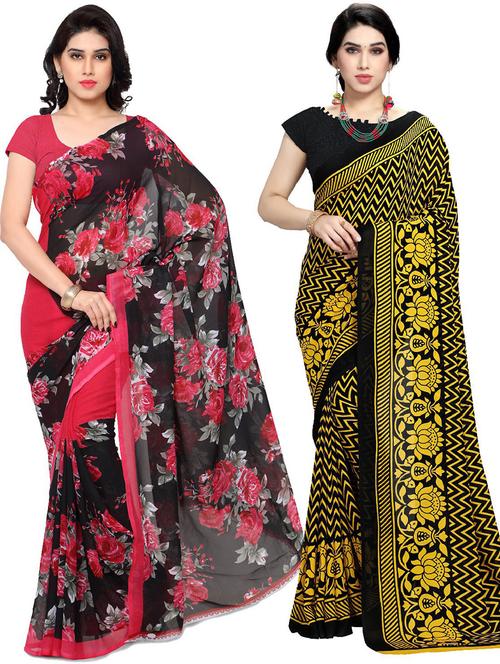 women pack of 2 casual wear combo sarees with blouse - 21479517 - Very Small Image - 1