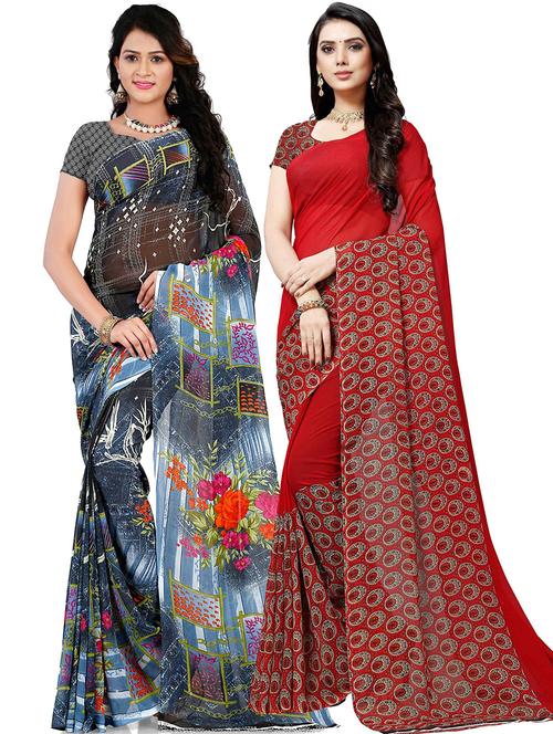 women pack of 2 casual wear combo sarees with blouse - 21479530 - Very Small Image - 1