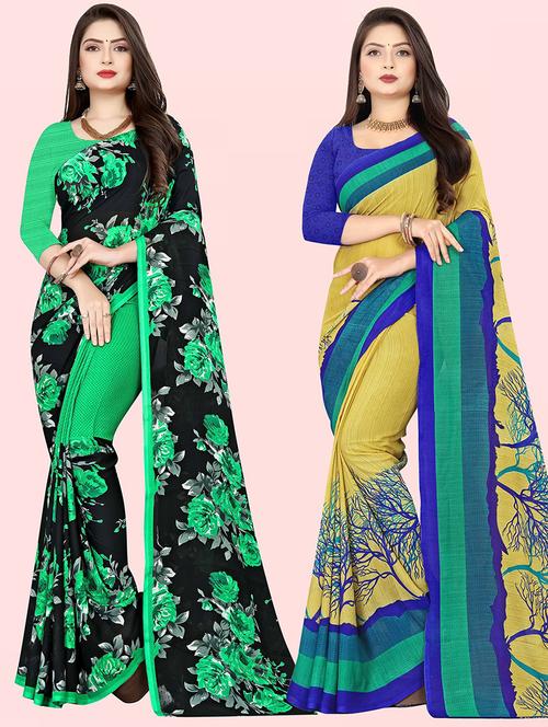 women pack of 2 casual wear combo sarees with blouse - 21479535 - Very Small Image - 1