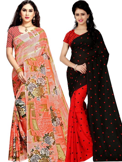 women pack of 2 casual wear combo sarees with blouse - 21479536 - Very Small Image - 1