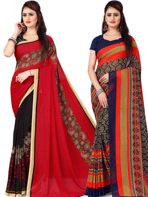 women pack of 2 casual wear combo sarees with blouse - 21479543 - Very Small Image - 1