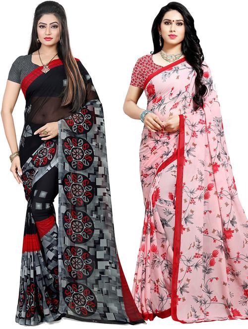 women pack of 2 casual wear combo sarees with blouse - 21479548 - Very Small Image - 1