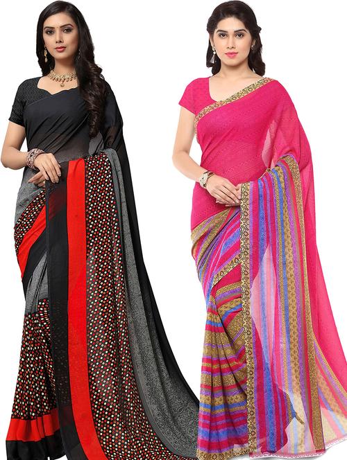 women pack of 2 casual wear combo sarees with blouse - 21479553 - Very Small Image - 1
