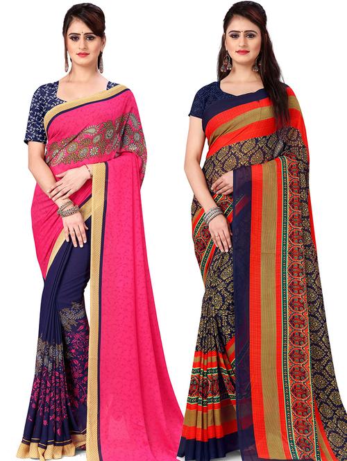 women pack of 2 casual wear combo sarees with blouse - 21479566 - Very Small Image - 1