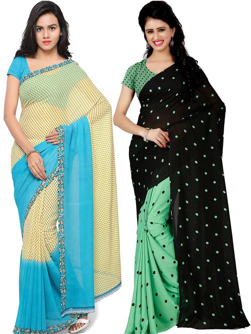 women pack of 2 casual wear combo sarees with blouse - 21479582 - Very Small Image - 1