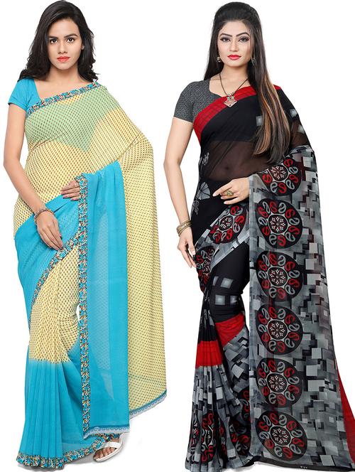 women pack of 2 casual wear combo sarees with blouse - 21479591 - Very Small Image - 1