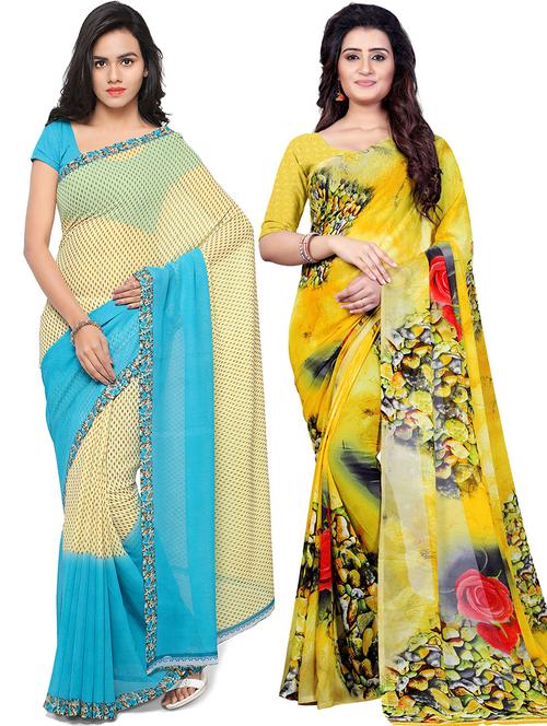 women pack of 2 casual wear combo sarees with blouse - 21479596 - Very Small Image - 1