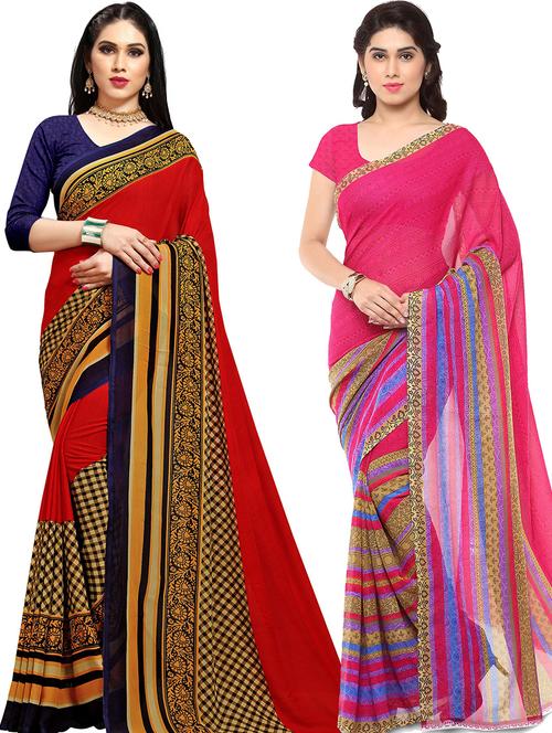 women pack of 2 casual wear combo sarees with blouse - 21479598 - Very Small Image - 1