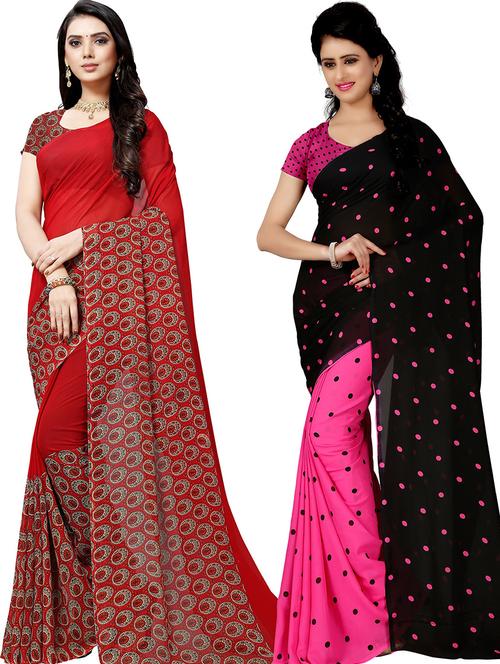 women pack of 2 casual wear combo sarees with blouse - 21479603 - Very Small Image - 1
