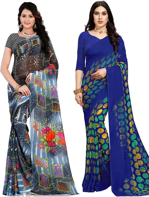women pack of 2 casual wear combo sarees with blouse - 21479607 - Very Small Image - 1