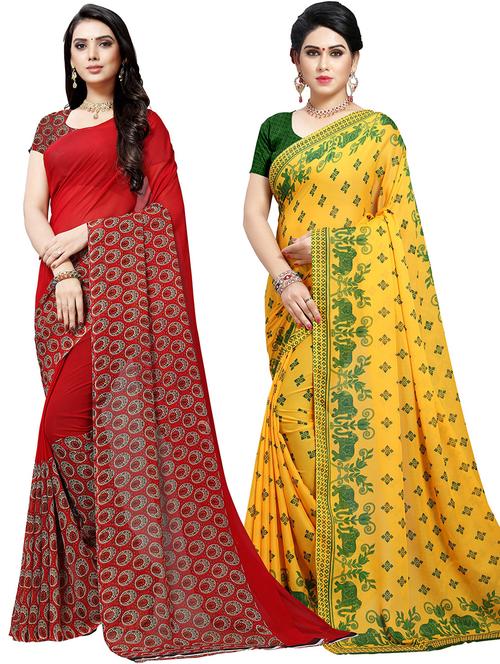 women pack of 2 casual wear combo sarees with blouse - 21479610 - Very Small Image - 1