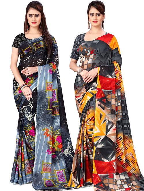 women pack of 2 casual wear combo sarees with blouse - 21479614 - Very Small Image - 1