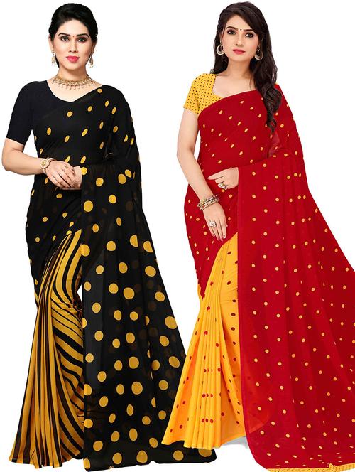 women pack of 2 casual wear combo sarees with blouse - 21479619 - Very Small Image - 1
