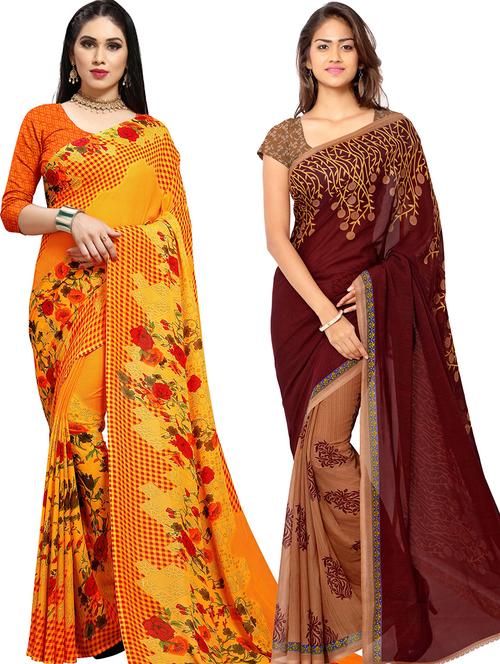 women pack of 2 casual wear combo sarees with blouse - 21479625 - Very Small Image - 1