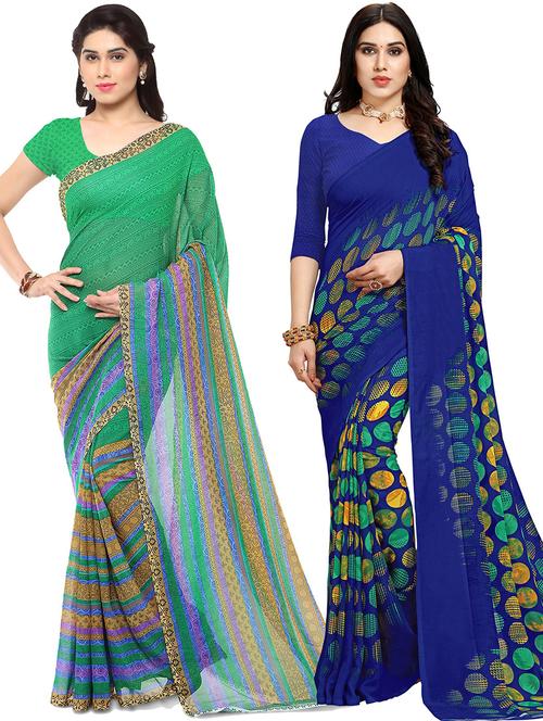 women pack of 2 casual wear combo sarees with blouse - 21479629 - Very Small Image - 1