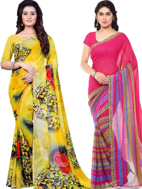 women pack of 2 casual wear combo sarees with blouse - 21479636 - Very Small Image - 1