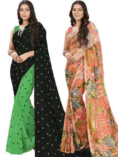women pack of 2 casual wear combo sarees with blouse - 21479640 - Very Small Image - 1