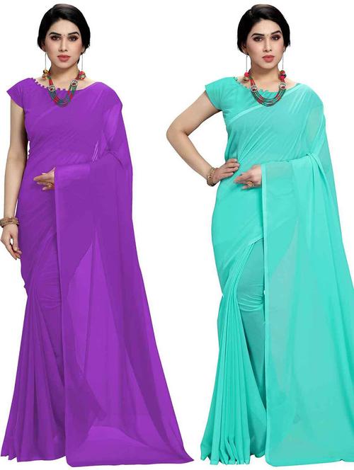 women pack of 2 casual wear combo sarees with blouse - 21479645 - Very Small Image - 1