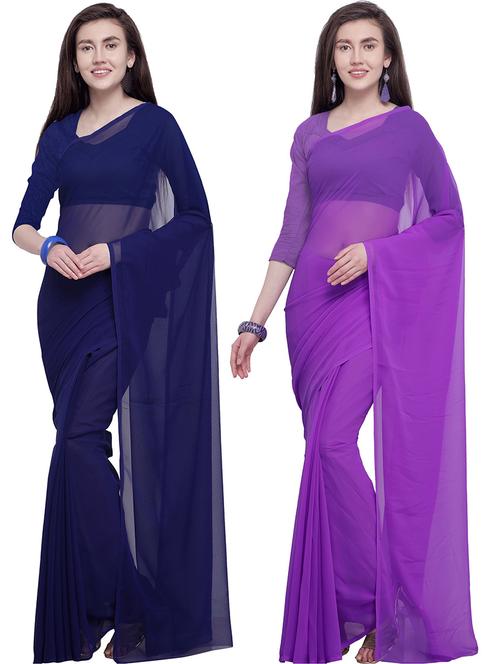 women pack of 2 casual wear combo sarees with blouse - 21479647 - Very Small Image - 1