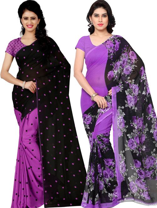 women pack of 2 casual wear combo sarees with blouse - 21479648 - Very Small Image - 1