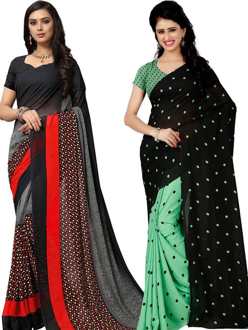 women pack of 2 casual wear combo sarees with blouse - 21479649 - Very Small Image - 1