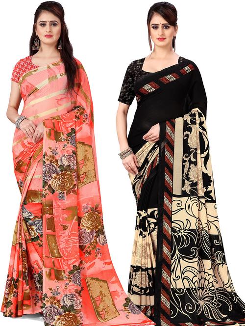 women pack of 2 casual wear combo sarees with blouse - 21479652 - Very Small Image - 1