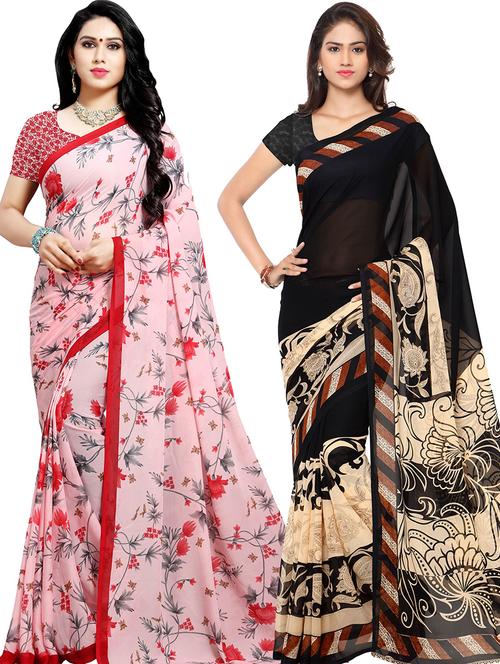 women pack of 2 casual wear combo sarees with blouse - 21479655 - Very Small Image - 1
